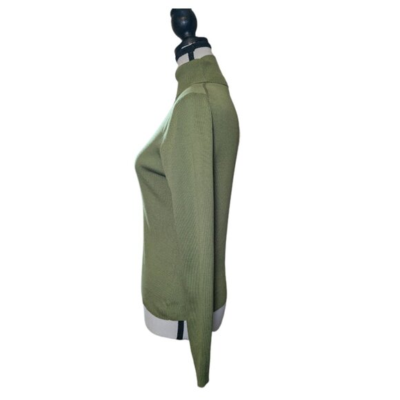 Ann Taylor 100% Silk Ribbed Turtleneck Sweater Women’s Size S – Olive Green - Picture 4 of 9